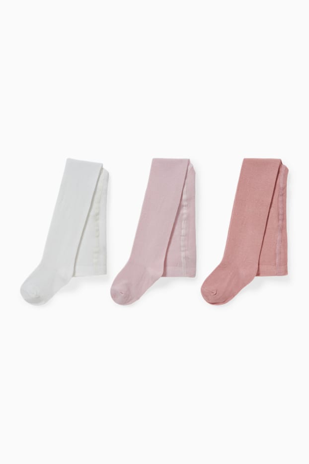 Bébés filles - Lot de 3 paires - collants bébé - rose