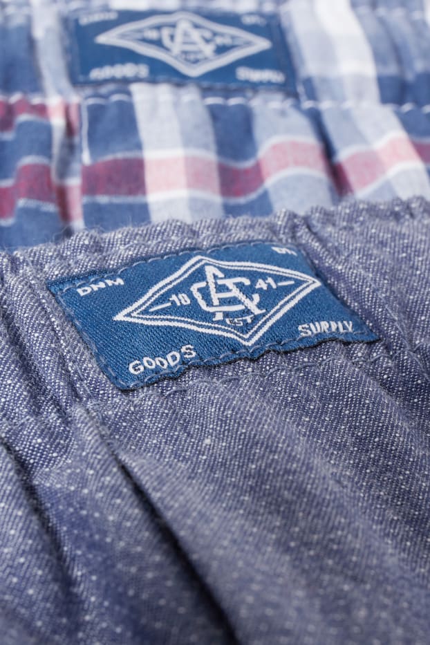 Hommes - Lot de 2 - caleçons - tissés - bleu foncé