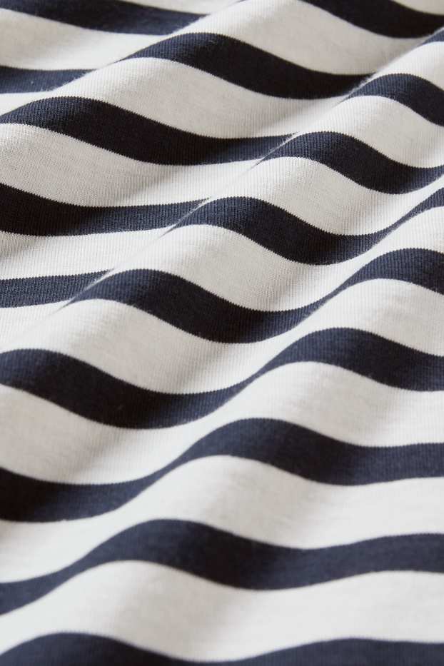 Damen - T-Shirt - gestreift - blau / cremefarben