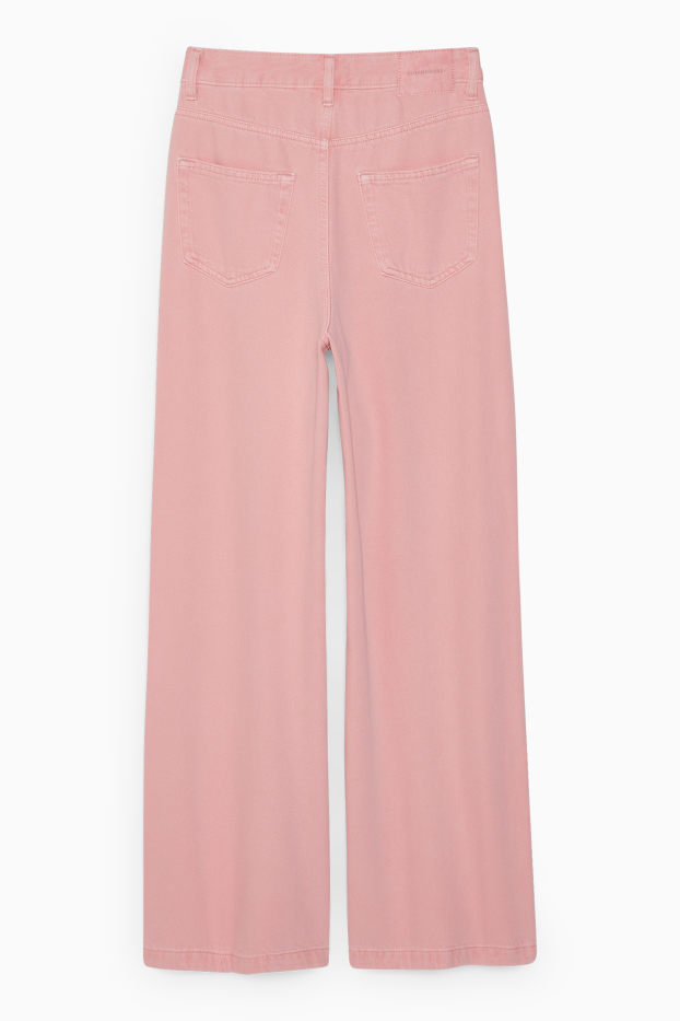 Mujer - Pantalón - high waist - wide leg - fucsia