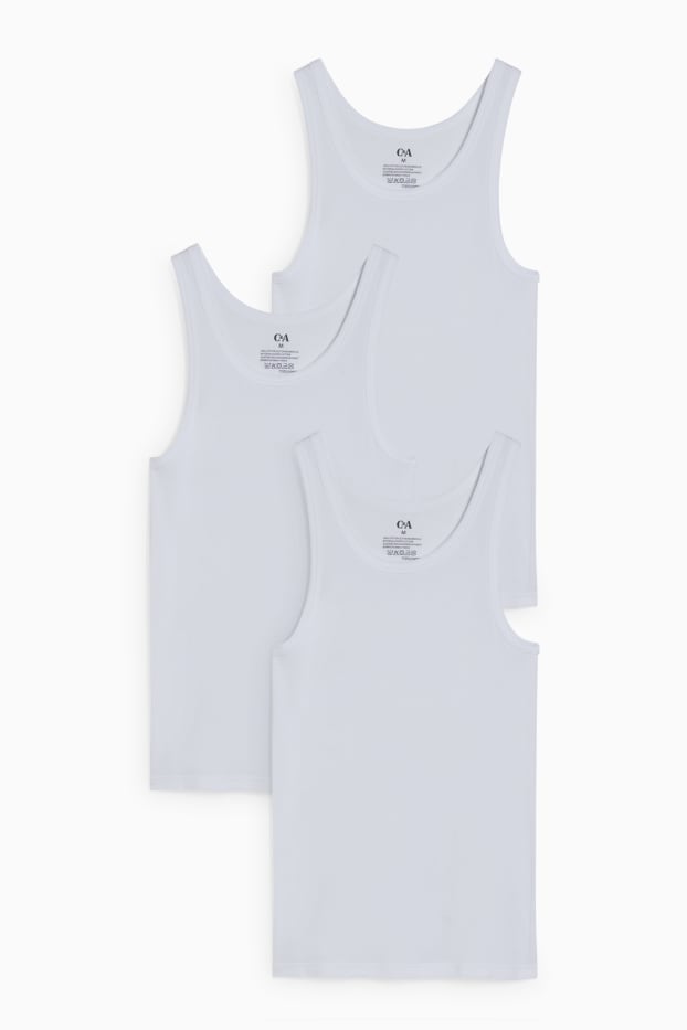 Herren - Multipack 3er - Unterhemd - Feinripp - seamless - weiss