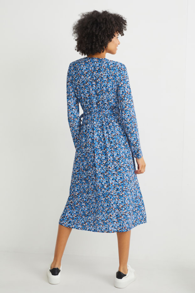 Damen - Wickelkleid - geblümt - blau