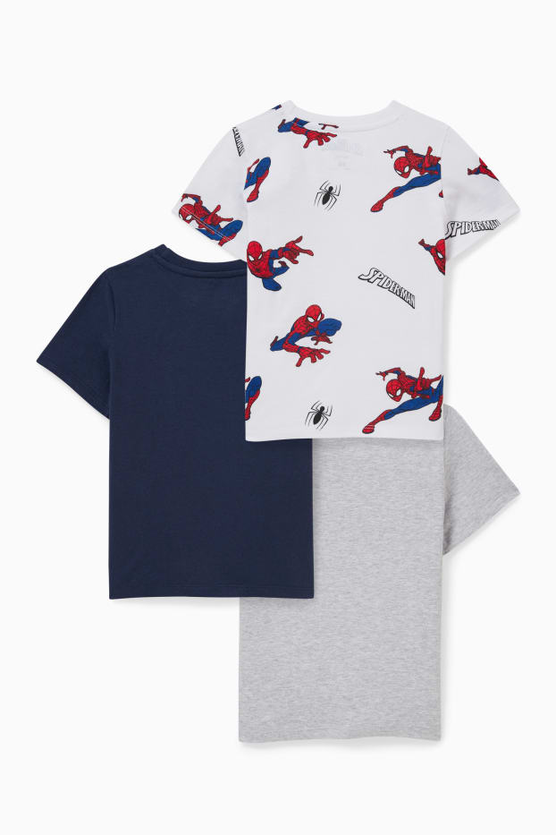Děti - chlapci - Multipack 3 ks - Spider-Man - tričko s krátkým rukávem - tmavomodrá