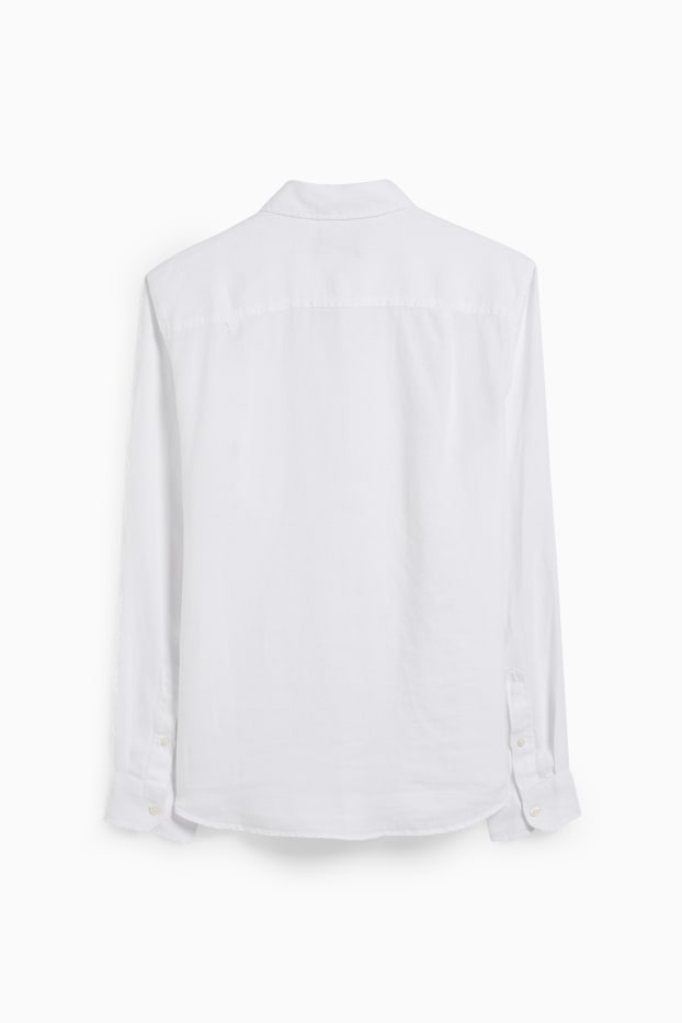 Hommes - Chemise en lin - regular fit - col cutaway - blanc