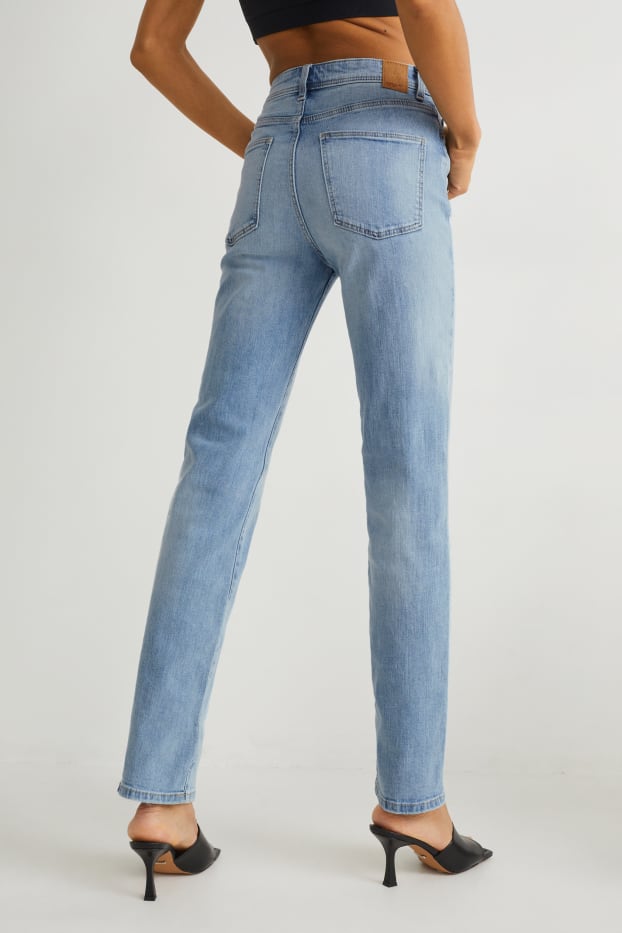Women - Straight jeans - high waist - denim-light blue
