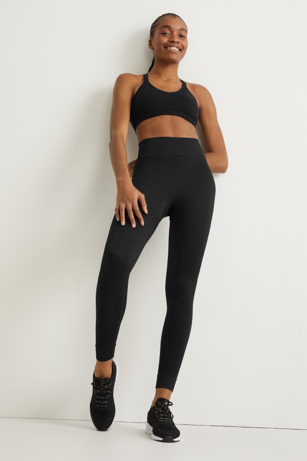 Women - Leggings - running - seamless - LYCRA® - black