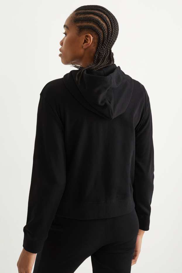 Donna - Felpa basic con zip e cappuccio - nero