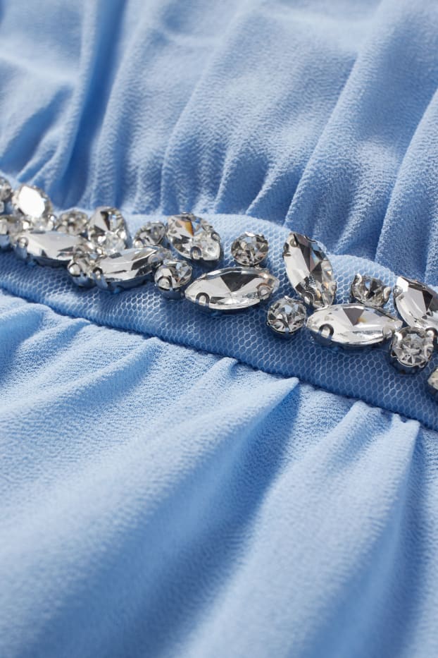Donna - Vestito di chiffon - da festa - azzurro