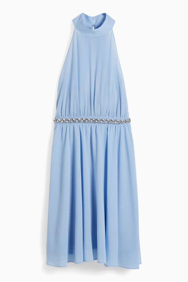 Donna - Vestito di chiffon - da festa - azzurro