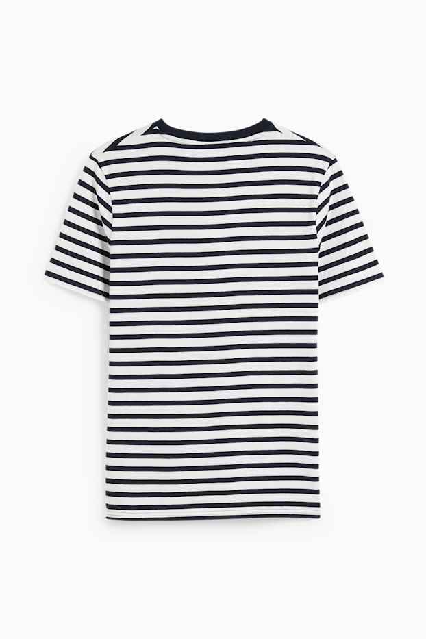 Herren - T-Shirt - gestreift - dunkelblau / weiß