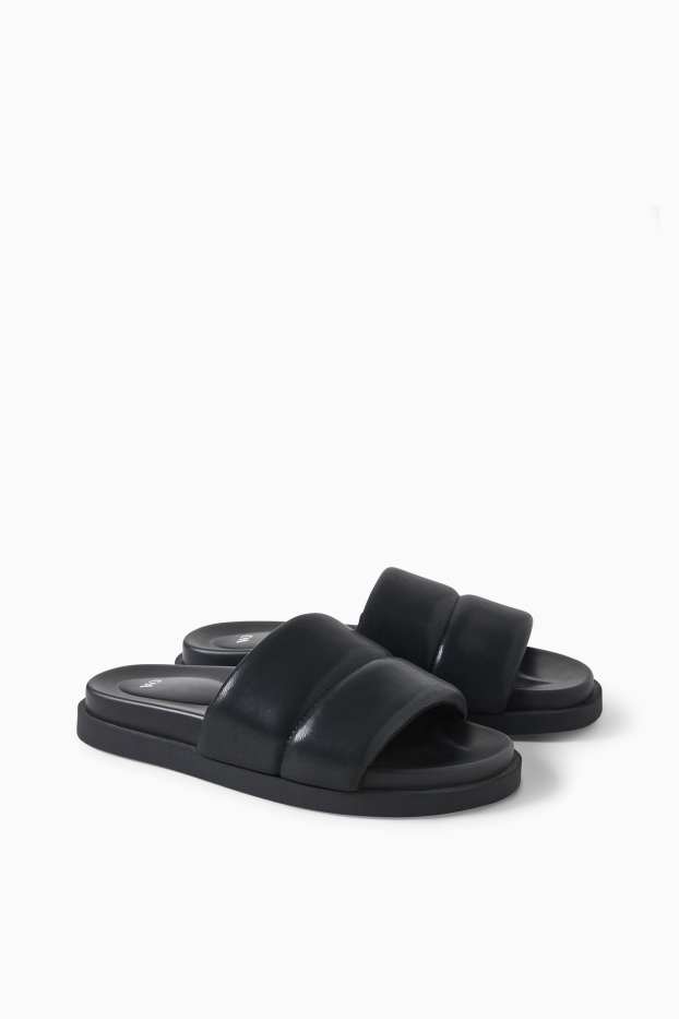 Damen - Sandalen - Lederimitat - schwarz