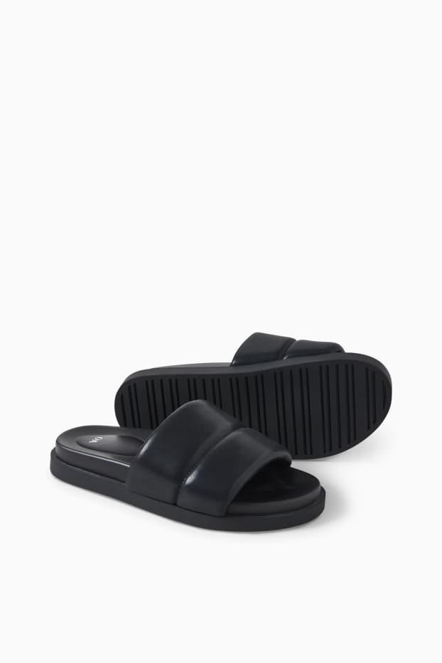 Damen - Sandalen - Lederimitat - schwarz
