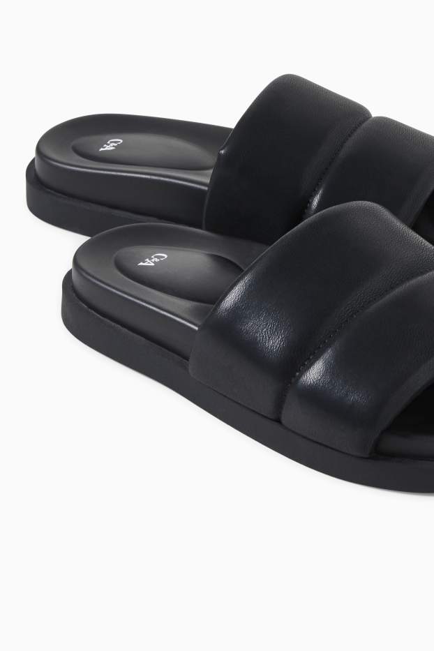 Damen - Sandalen - Lederimitat - schwarz