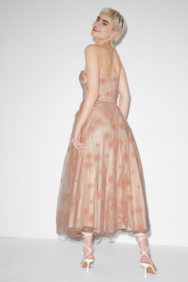 Femmes - Robe fit & flare - motif festif - à fleurs - rose