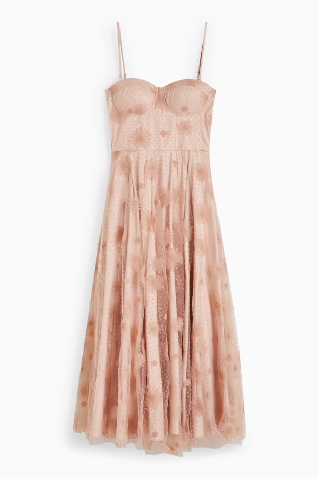 Femmes - Robe fit & flare - motif festif - à fleurs - rose