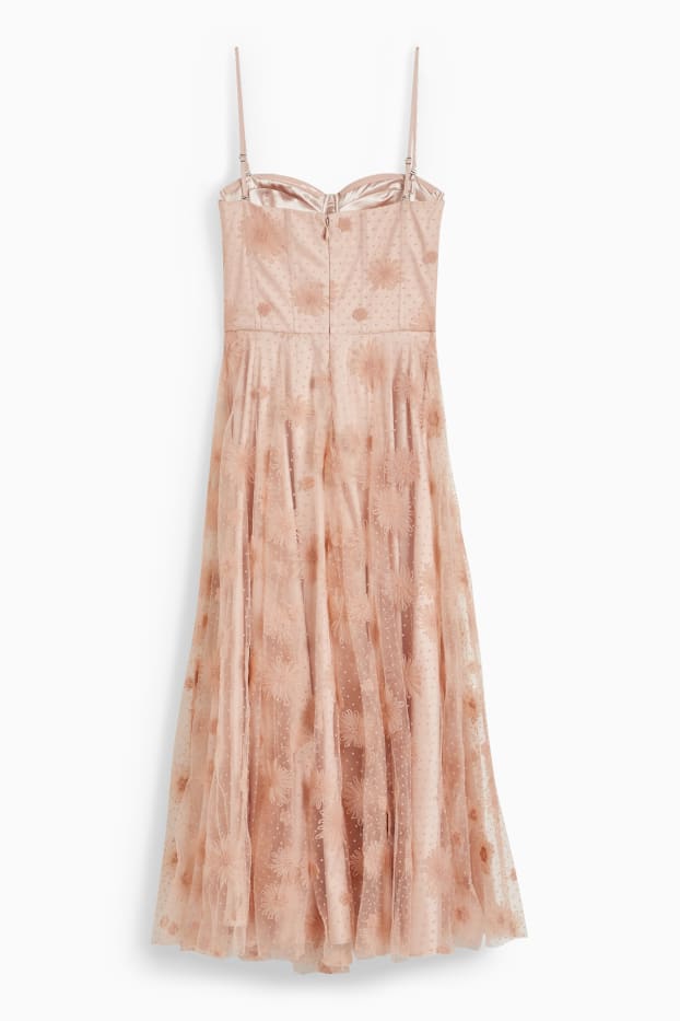Femmes - Robe fit & flare - motif festif - à fleurs - rose