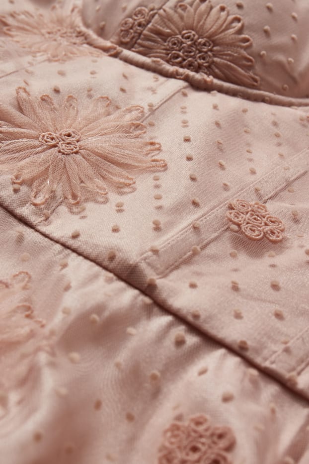 Femmes - Robe fit & flare - motif festif - à fleurs - rose
