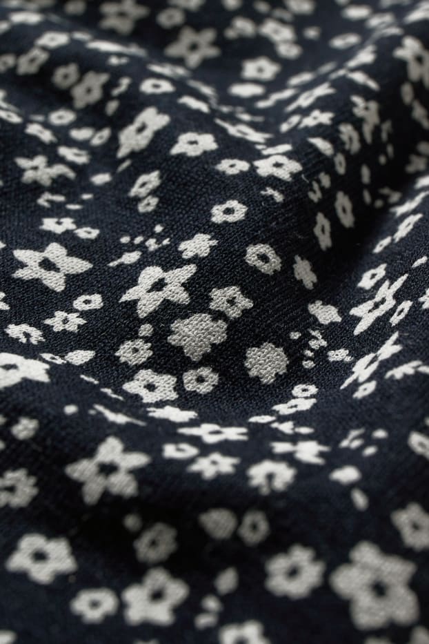 Dames - Longsleeve - gebloemd - donkerblauw