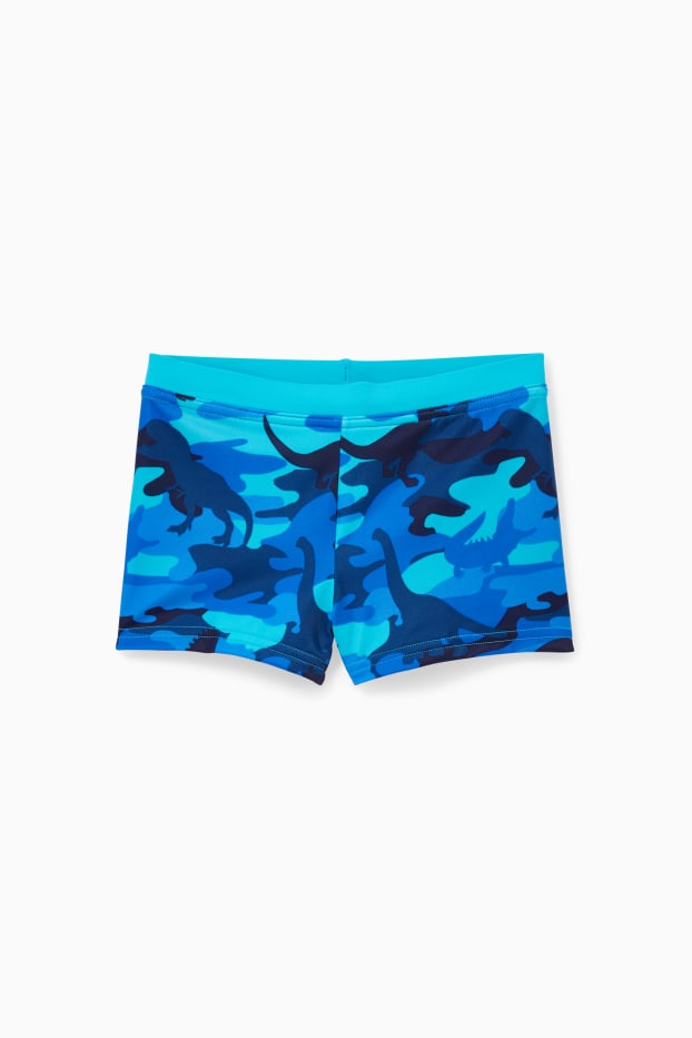Kinder Jungen - Dino - Badehose - LYCRA® XTRA LIFE™ - gemustert - dunkelblau