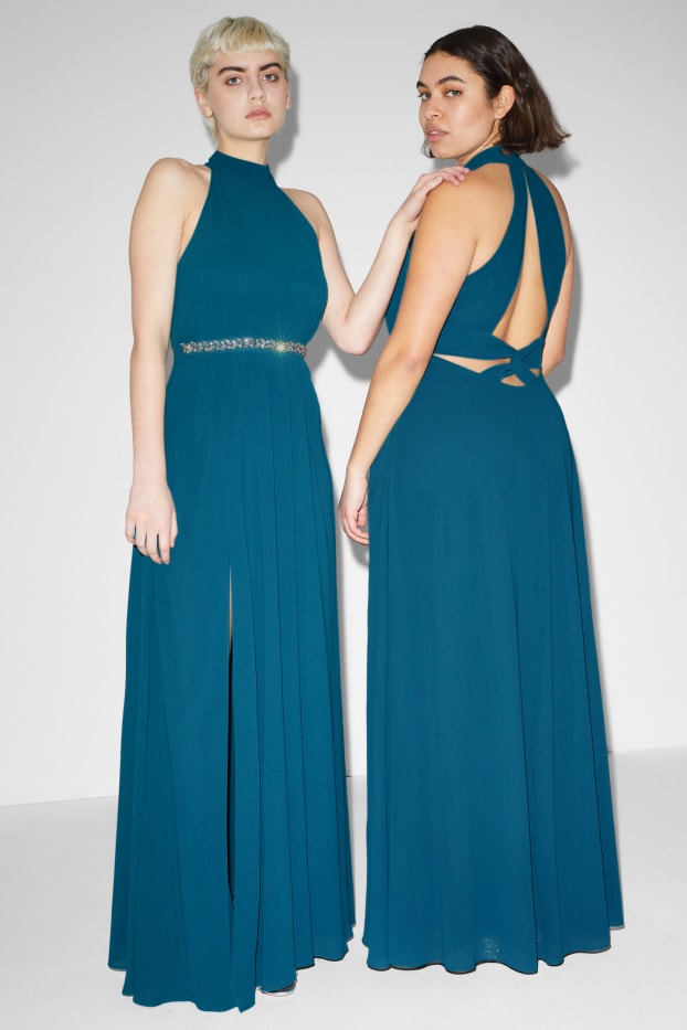 Femmes - Robe de gaze - style festif - vert foncé