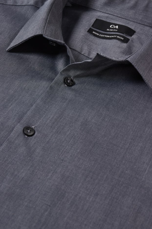 Herren - Businesshemd - Slim Fit - Kent - bügelleicht - grau