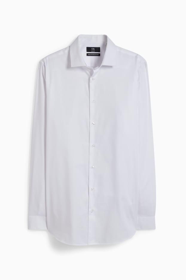 Herren - Businesshemd - Slim Fit - Cutaway - bügelleicht - weiß