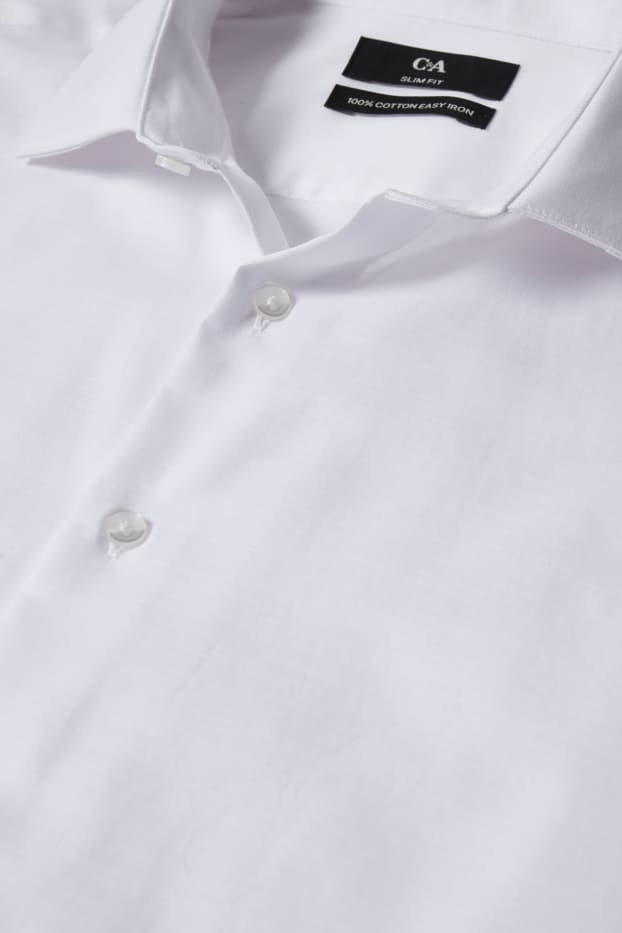 Herren - Businesshemd - Slim Fit - Cutaway - bügelleicht - weiß
