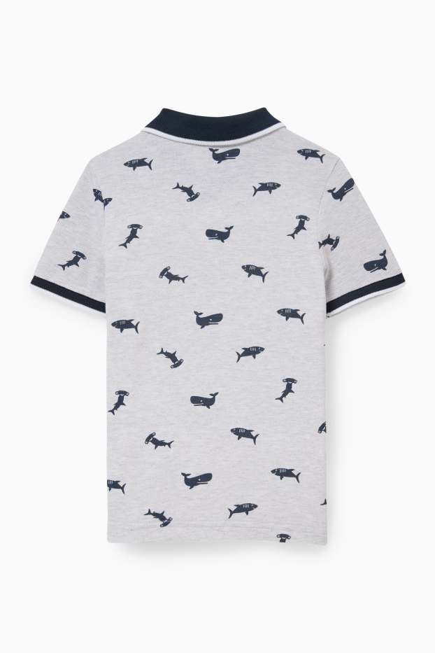 Copii - Băieți - Tricou polo - cu model - gri deschis melanj