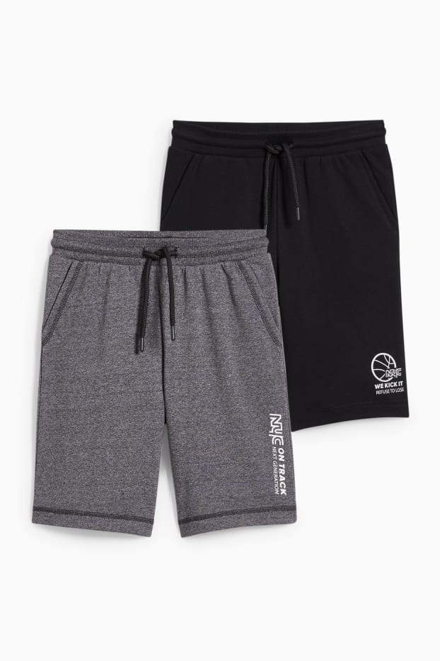 Kinder Jungen - Multipack 2er - Sweatshorts - grau-melange