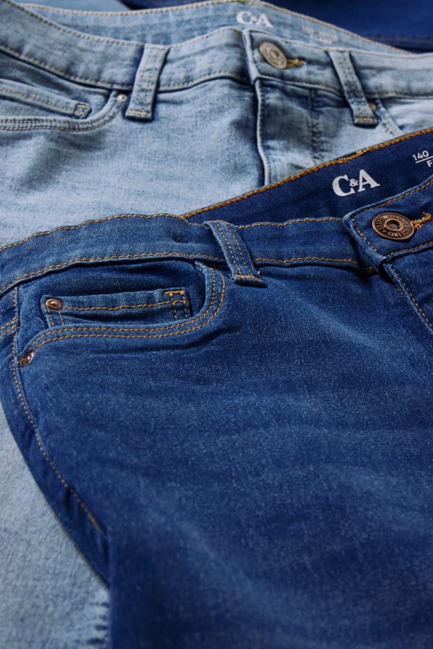 Kinderen: meisjes - Uitgebreide maten - set van 2 - flared jeans - jeansblauw