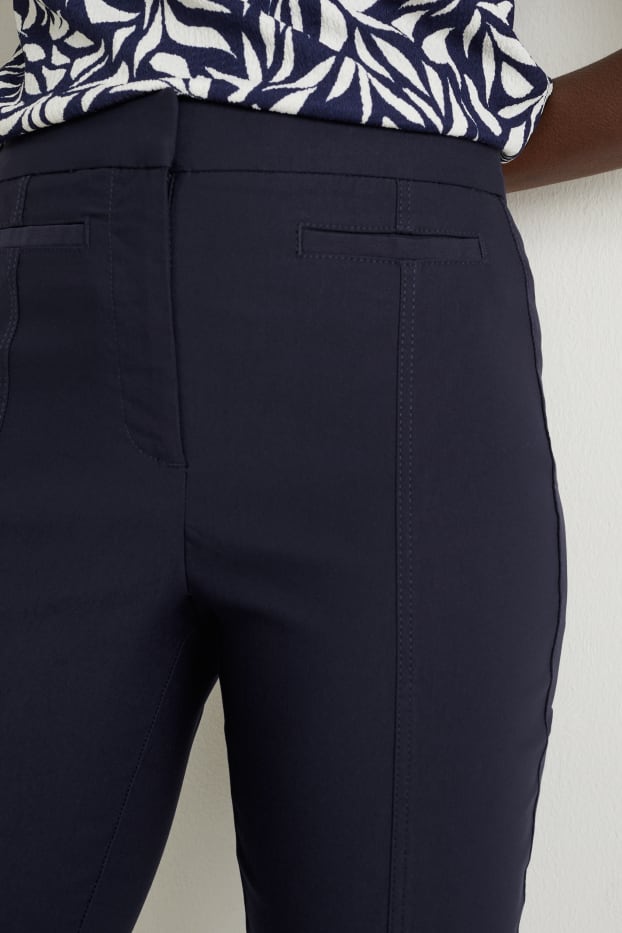 Women - Cloth trousers - high waist - cigarette fit - dark blue