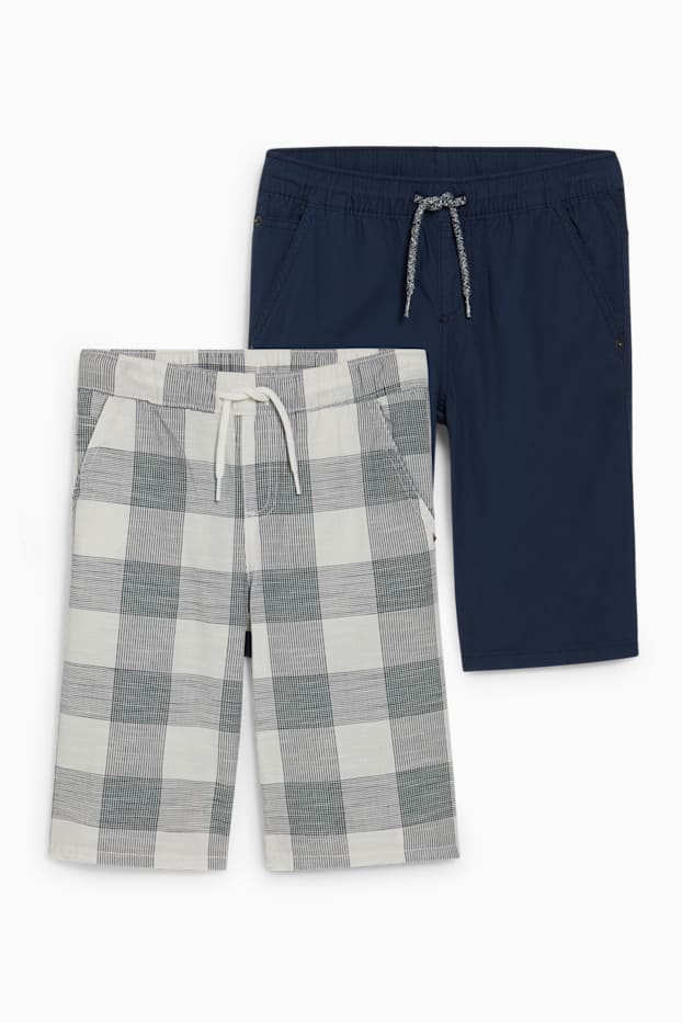 Kinderen: jongens - Set van 2 - shorts - donkerblauw