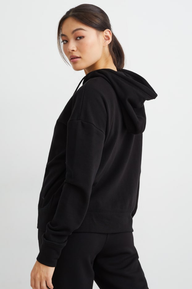 Donna - Felpa con zip e cappuccio - nero