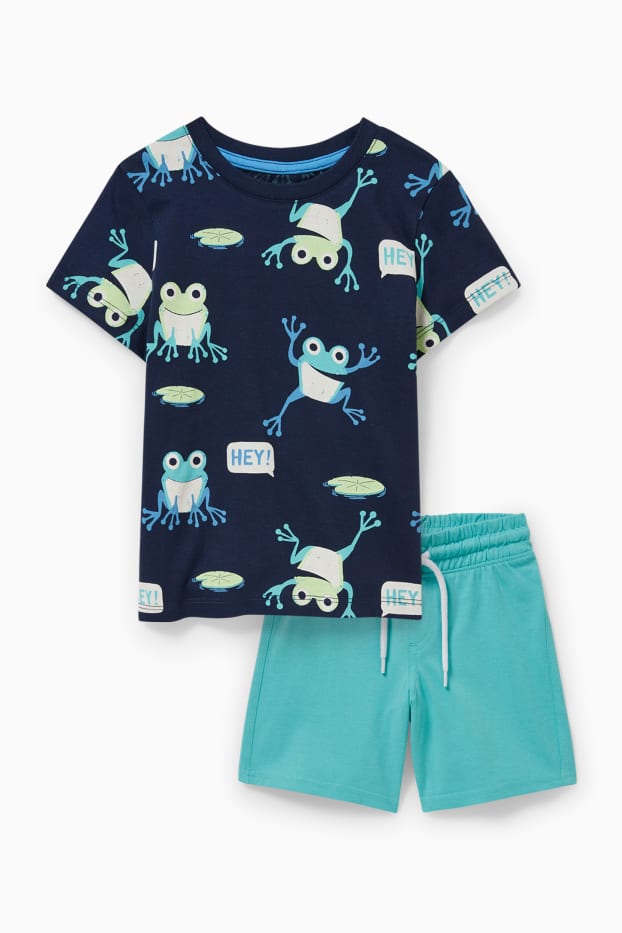 Children Boys - Set - short sleeve T-shirt and shorts - 2 piece - dark blue