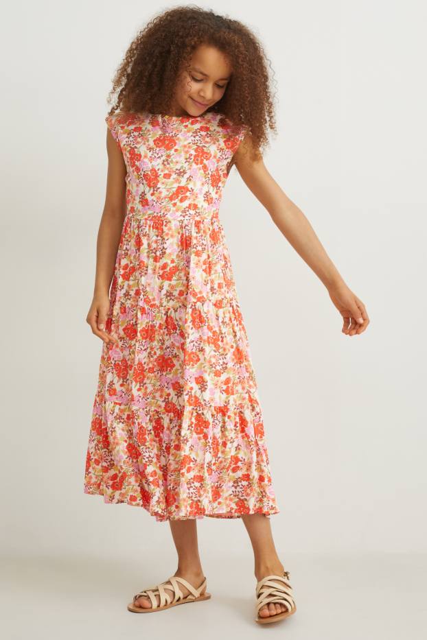 Kinder Mädchen - Kleid - geblümt - bunt