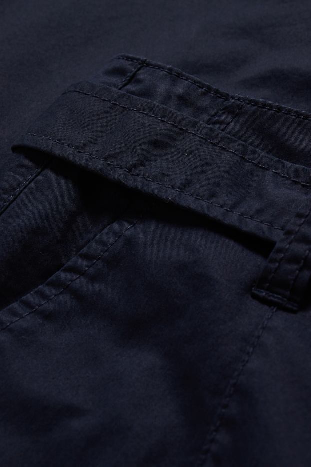 Femei - Pantaloni cargo - talie medie - wide leg - albastru închis