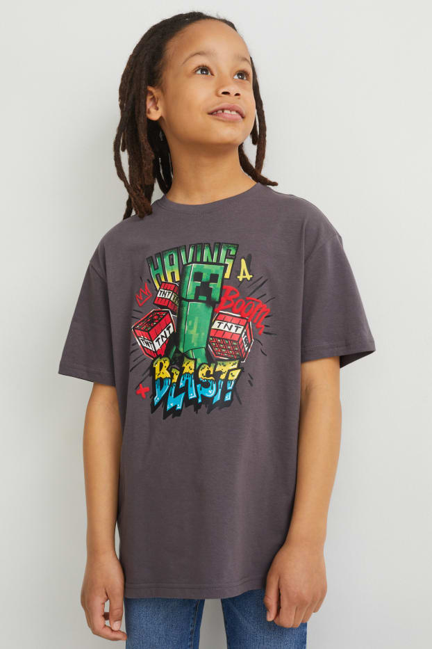 Enfants garçons - Minecraft - T-shirt - gris foncé