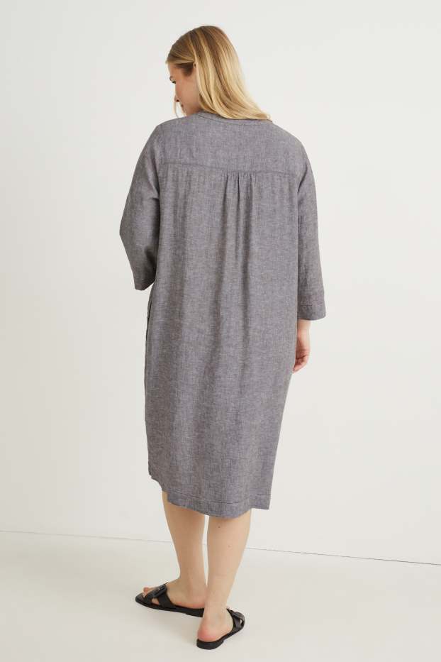 Femmes - Robe - lin mélangé - gris chiné