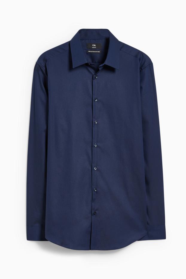 Men - Business shirt - slim fit - kent collar - easy-iron - dark blue
