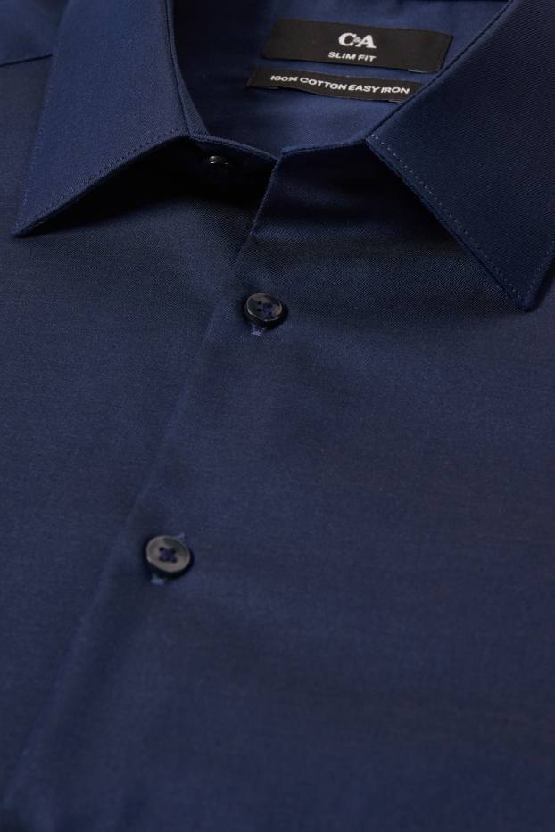 Men - Business shirt - slim fit - kent collar - easy-iron - dark blue