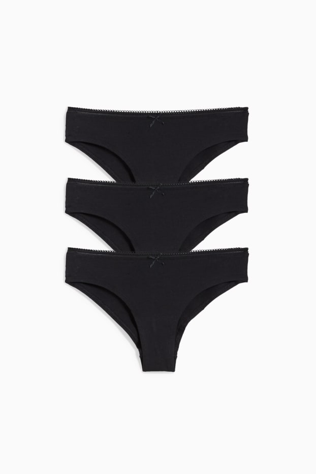 Dames - Set van 3 - slip - zwart