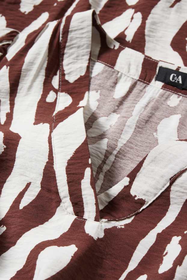 Dona - Vestit de línia A - estampat - marró fosc
