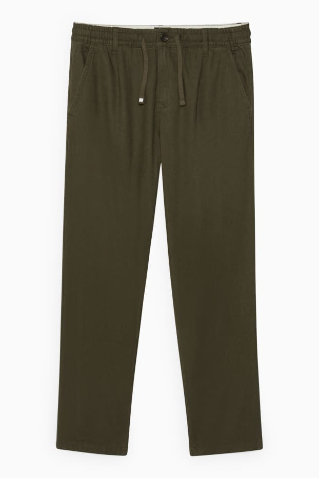 Home - Chino - tapered fit - mescla de lli - verd fosc