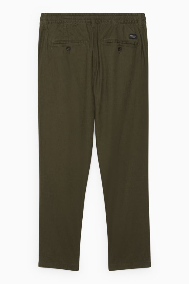 Home - Chino - tapered fit - mescla de lli - verd fosc