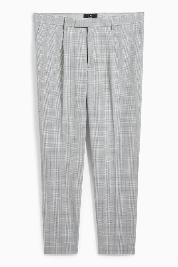 Bărbați - Pantaloni modulari - slim fit - în carouri - gri