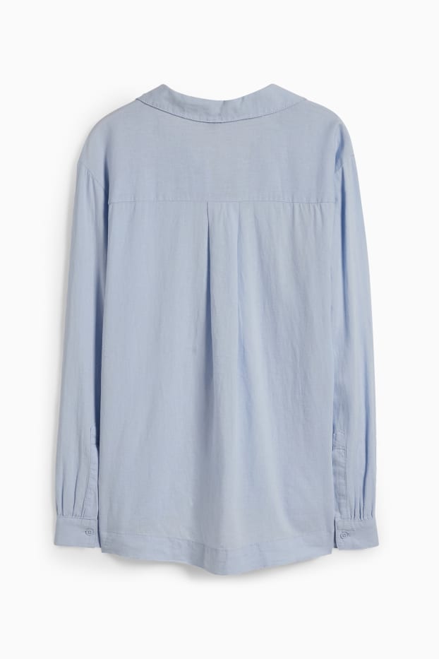 Dames - Blouse - linnenmix - lichtblauw