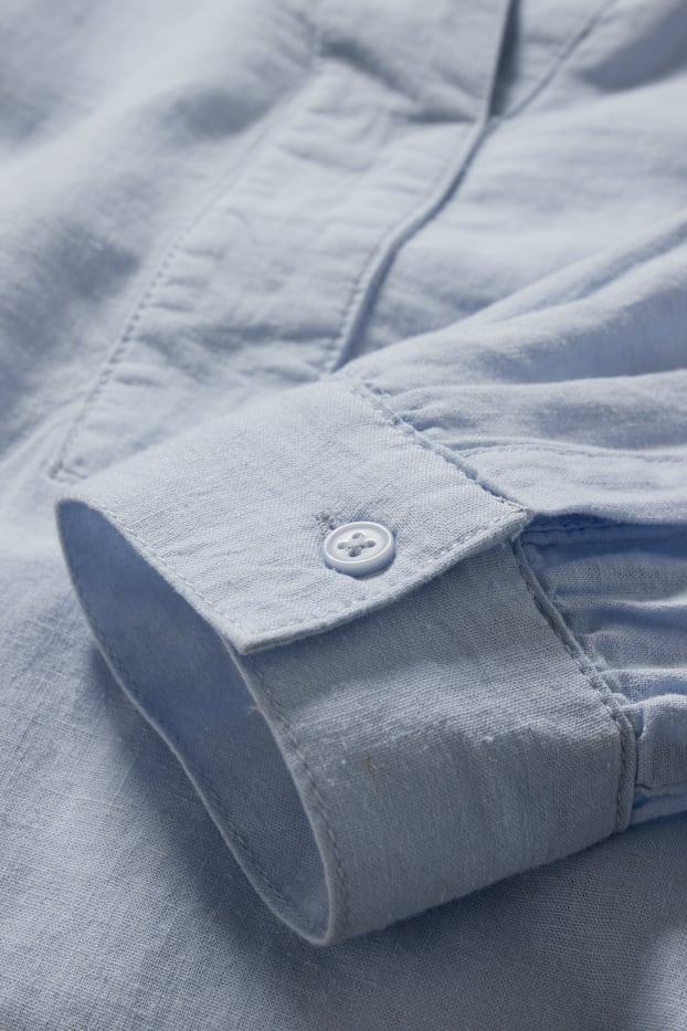 Dames - Blouse - linnenmix - lichtblauw