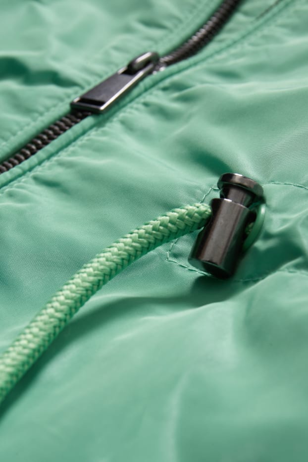 Donna - Giacca con cappuccio e borsa - pieghevole - verde