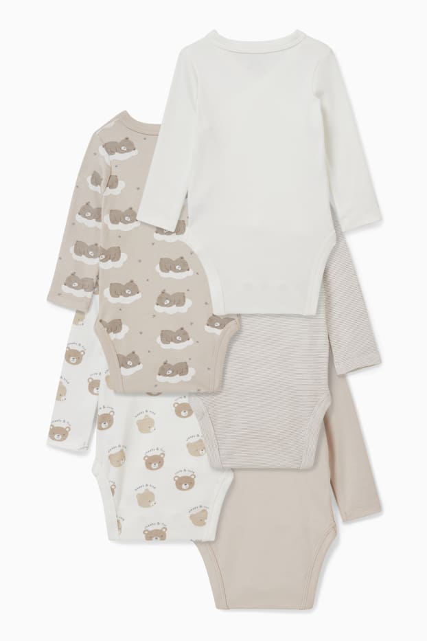Bébés garçons - Lot de 5 - bodys croisés bébé - beige