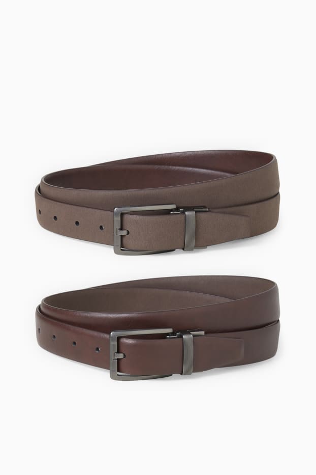 Uomo - Cintura reversibile - similpelle - marrone